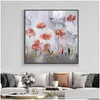 Schilderijen abstracte bloemen met vlinder schilderen op canvas hand geschilderde olie handgemaakte decoratieve muurkunst voor de muurkamer drop leveren dh4ev