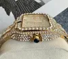 Zwei Marken mit Logo Männern Luxus Uhr Bling Shiny Starry Diamonds Ring Uhr Quarz Batterie Uhr gute Qualität quadratische Römische Tank Wählscheibe Armbanduhr Geschenke