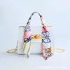 Dames handtas schoudertas mode mini keten vaste kleur schouder crossbody pu materiaal kwast sjaal decoratie