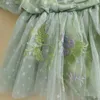 Salıncalar Yaz Bebek Giyim Kızları Dantel Nakış Elbisesi Tatlı Üçgen Dökümler Yeni doğan kıyafetler için kafa bandı ile H240507