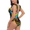 Kvinnors badkläder ruffle 2024 Kvinnor Sexiga One Pieces Swimsuit Kvinnliga papegojor på de tropiska grenarna Monokini Bathing Suit Beachwear