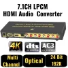 Konverter 4K HDMI Audio -Extraktor 7.1ch LPCM Multi -Kanal DAC RAC Digital zu Analogwandler für Verstärker/Lautsprecher/Smart TV