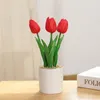Dekoracyjne kwiaty 3heads sztuczny kwiat tulipanowy z garnkiem fałszywe rośliny plastikowe disted bonsai domowe biuro biurowe dekoracje weselne