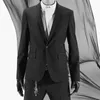 Мужские костюмы Blazers Mens Black Ultra Thin Circular Small Set Модный и модный стиль версия сезонная мода с большой рукавицей Q240507
