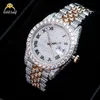 GOLDLEAF JUDELY Custom Mechanical Moissanite Watch Round Dial Luxus Full Pave VVS Moissanite Uhr