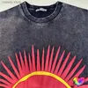 T-shirts masculins 2024SS MENSEMENTS Femmes Marché T Vintage Half Sun T-shirt Oversize Wash Black Tops Graphic Imprimé court Seve H240507