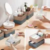 Förvaringslådor fack hem container plast rutnät skrivbordsdrottar lådan makeup arrangör kosmetisk stängning bin kontor badrum användning q240506