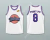 Custom mens Youth / Kids Porky Pig 8 Tune Squad Basketball Jersey avec Space Jam Patch Top cousé S-6XL