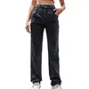 Jeans pour femmes y2k mode femelle sauvage décontractée couleur solide détendue ajusté pantalon de style droit lavé pantalon haute taille streetwear