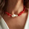 Choker Baroque Pearl Collier de perles polyvalents classiques pour femmes bijoux créatifs bijoux naturels ston mixage de mode Couleur en or