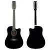 Gitarre schwarze Farbe 12 String Elektrische Akustikgitarre High Gloss Sapele Body 12 Saiten Folk Gitarre mit EQ Right Hand und linke Hand