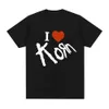 T-shirts masculins I Heart Love Korn Rock Band Music Album T-shirt Mens Vintage Metal Gothic Surdimension T-shirts Strtwear Short Slve T-shirts T240506