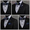 Laço amarra os strass azuis de luxo gravata de casamento acessórios para concertos masculinos de terno feminino colarinho de flores de corsage jóias feitas à mão jóias