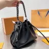 LVITY LVSE High Out Calfskin Leather Quality Woman Designer Hollow Mini Drawstring Bucket Bag med rund myntplånbok Stickband Lady Shoulder Handbag Luxury Pur