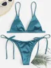 Costumi da bagno femminile femminile da bagno femminile a due pezzi Bikini set da bagno a bather nuotare a 6 colori in raso taglio alto taglio brasiliano