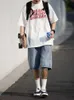 Mäns shorts Mens Shorts and Jeans Blue Denim Jorts Baggy Harajuku Pants Street Clothing Y2k Unisex Overdimensionerade koreanska retro Summerkläder2405