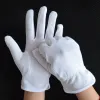 手袋5/1ペア白い綿の手袋滑り止めグリッパードットグローブ弾性カフの男性女性ウェイタードライバー