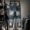 Plus-Größe Herren-zerrissene Jeans, Nostalgie lose Hose mit breitem Bein, 50-142 kg Herrenkleidung
