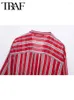 Blouses pour femmes 2024 Femme Fashion Knot Striped Semi Transparent Short Daily Shirts Femme