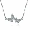 Hangers 925 Sterling Silver Butterfly Zirkon Choker kettingen voor vrouwen Elegante luxe fijne sieraden Accessoires Argent sieraden