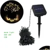 Autre lumière solaire 200 LED Garland String Fairy Lights Outdoor 22M Powered Lampe pour le jardin décoration 3 mode Holiday Ordin de Noël Drop Dhy0l