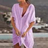 Women Beach Wear Women Wear Wee Womens Swimesuit Coperbocchi a manica corta Long 2021 Summer Casves Soldi Sold Colow-Up Blouse Plus D240507