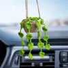 Decorative Figurines Knitted Hangings Plants Artificial For Home Decor Indoor Hanging Plant Basket Rear View Car Interior