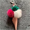 Schlüsselringe Nerzfell Monster Ice Cream Bag Bugs Charming Keyring Auto Telefon Ring Anhänger Pom Keychain -Kettenzubehör Drop Lieferung Juwel DHGTH