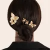 Accessoires de cheveux 4pcs Gold Butterfly Headress Advanced French French Retro Retro Bangs Clip 3-Dimension Sweet