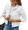 Spring herfst nieuwe denim jas dames Jean Jackets White Black Red Fashion Denim Coat denim jas Stijlvolle Slim Rapel Denim Jackets S-XXL