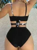 Swimwwear Vigocasey 2024 Sexy Printing Cross Cross High Cut Bikini Set Push Up Stracts liés de maillot de bain Femmes Backless Summer Bathing