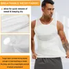 Compressie shirt voor mannen afslanke onderhirt body shaper tanktop gynomastica mouwloze shapewear vest mesh cross suit 3xl 240506