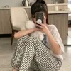 Salon de sommeil pour femmes pantalon pantalon de pyjamas à plaid de style coréen