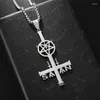 Hangende kettingen prachtige roestvrij staal omgekeerde kruis schapenhoofd symbool religieuze ketting mannen vrouwen amulet sieraden cadeau