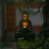 Sculptures Buddha Statue for Home Decor Zen Garden with Solar Lights, Outdoor Figurine Spiritual Meditation ornament for Patio Yard Lawn