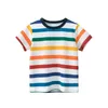 Brand Childrens Clothing Garotos de verão listrados de manga curta Roupos de bebê crianças Manga curta T-shirt Tops de algodão Drop 240506