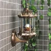 Holders Antique Exterior Wall Light Fixture Aluminum Glass Lantern Outdoor Garden Lamp