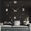 Wanduhren Modernes Design großer Uhr 3D DIY Quarz Fashion Uhren Acrylspiegel Aufkleber Wohnzimmer Wohnzimmer Dekor Horloge