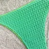 Bikini de maillots de bain féminin ensemble Sexy Green String Hollow Out Femmes ridées Béle de maillot de bain haute