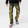 Herr jeans 2023 vibe stil brev broderi kamouflage baggy män last byxor raka hiphop långa byxor taktiska kläder ropa hombre j240507