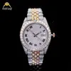 GOLDLEAF JUDELY Custom Mechanical Moissanite Watch Round Dial Luxus Full Pave VVS Moissanite Uhr