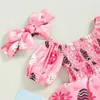 Rompers bambini di pasquale neonate neonate estate a maniche corte con il coniglio con arricciatura giunci di tute+ abbigliamento a fascia vestiti H240507