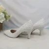 Dress Shoes Women Fashion Bridal Wedding and Bag Set Pointed Teen Hoge Heel White Flower Pearl Bruidsmeisje Party Lady Pumps