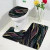 Matten abstrakte geometrische Badematte Set Grüne Marmor Gold Linien Texturen Kunst Bodenboden Teppich Badezimmer Dekor nicht Klappteppich Toilettenabdeckung