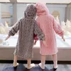 Pyjama's nieuwe winter schattig beer meid douchegel 2021 flanel verjaardagsfeestje jurk hoodie warme single borst pyjama's Cardigan boyl2405