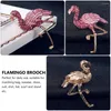 Broches flamingo broche decor borst pin de geschenk strass glanzende decoratieve pinnen dier