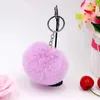Schlüsselanhänger Lanyards 8cm flauschiger Kaninchenfell Ball Schlüsselkette süße Süßigkeiten Farben Pompom Künstliche Kaninchenfell Schlüsselbund Frauenauto -Bag Schlüsselring