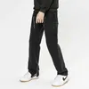 S 2023 Корейская модная лодыжка на молнии черная хип -хоп мужчина джинсы грузовые брюки Y2K одежда уличная одежда прямая хлопок повседневные длинные брюки J240507