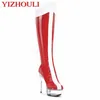 Dance Shoes Fashion Women Dancing Boots High Heel Sexy 15-17cm Crystal 6 Inch Knee