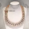 Rose Gold Hip Hop Custom Necklace Vvs 26mm Wide Heavy Prong Setting Moissanite Cuban Link Chain